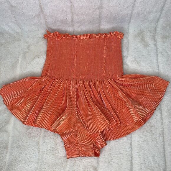 Queen Of Sparkles‎ Swing Shorts Girls Size XS Orange Texture High Rise Stretch - Picture 1 of 8